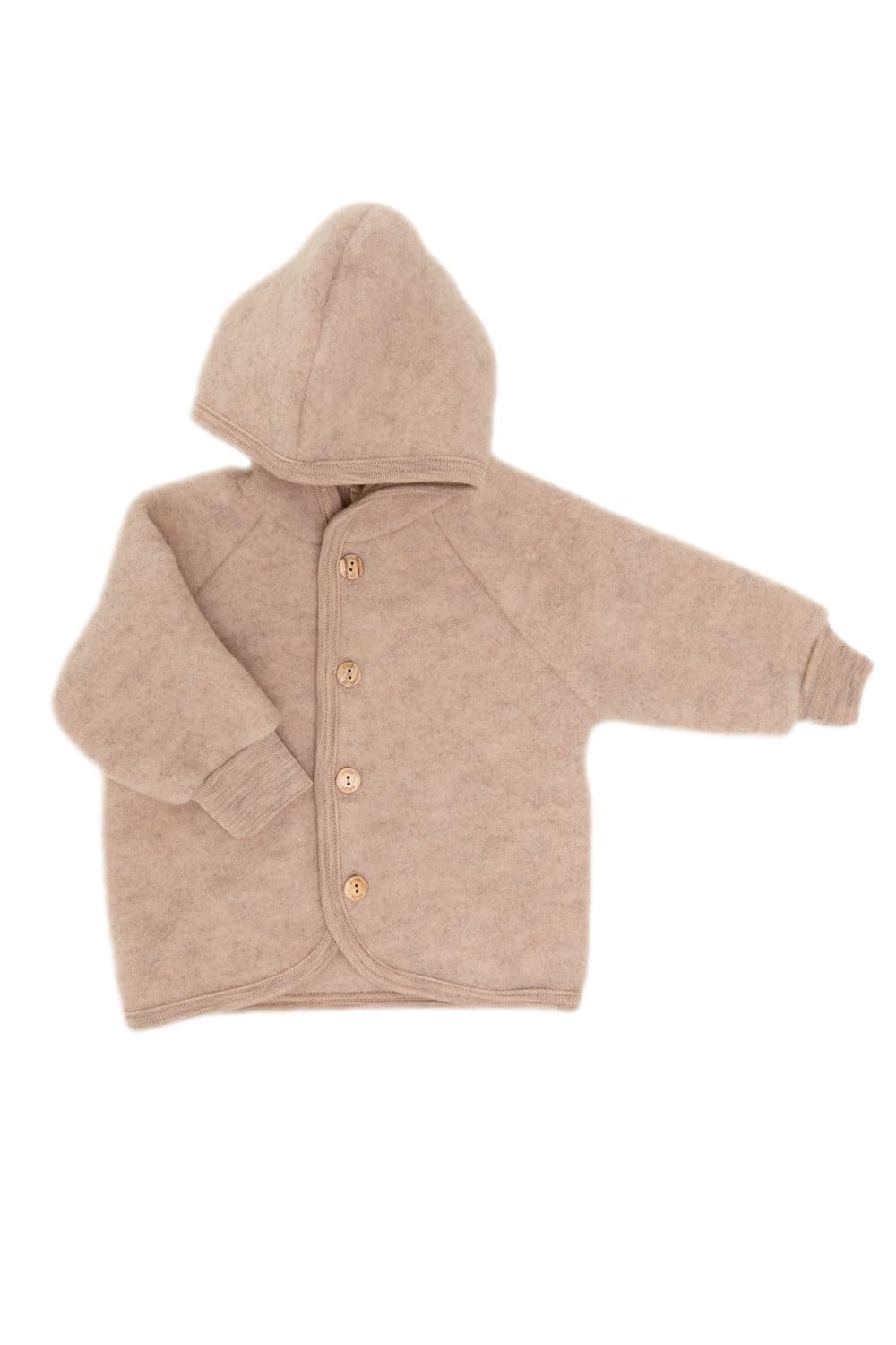 Engel Baby Jacke mit Kapuze Wollfleece (Sand Melange, 86-92)