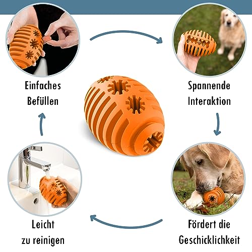 Homes&Bones Doggy Egg Hundespielzeug befüllbar aus Naturkautschuk zur Hundebeschäftigung als Futterball & Intelligenzspielzeug für mittlere bis große Hunde orange