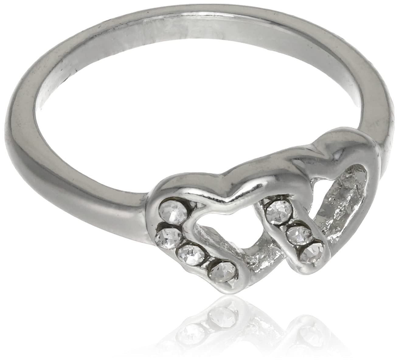 Estele Rhodium Plated Bonded Hearts Ring for Women with Austrian Crystals, Silver (034-BS Ring) (B093TPQ1GQ) Amazon Price History, Amazon Price Tracker