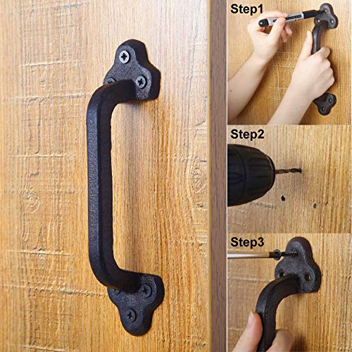 image for WEBI Rustic Gate Handle:9 Inch Cast Iron Sliding Barn Door Handle,Vint