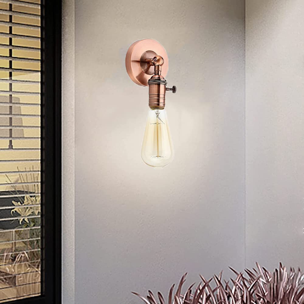 2 Supports Lampe E27 Vintage - Applique Murale Avec Interrupteur - 220V - Style Rétro Industriel