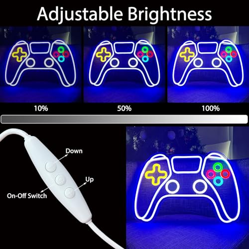 Image of Gamer Neon Sign for Gaming Room Decor, LED Game Controller Light Signs for Boys Room Decor, Dimmable Gaming Neon Sign Light for Wall Art Game Controller Shaped Sign for Gamers Gift Ideas Teens Kid