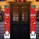 2PCS Bannières de Porte Noël Banderole Joyeux Noël Exterieur Banniere Noel en Français Décoration noël intérieur Banderole Rouge à Suspendre Maison et Bienvenue
