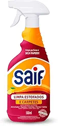 Saif Limpa Estofados E Carpetes Com Gatilho 500Ml Limpador De Carpetes E Estofados Spray Laranja E Vermelho Limpa Perfuma E Seca Rápido