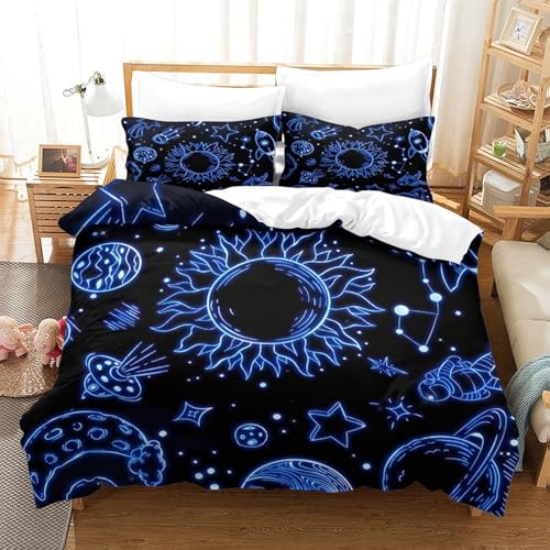 Housse de couette palmier néon 3D microfibre King 220x240 cm