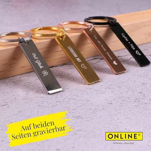 Online Schlüsselanhänger personalisiert schwarz I Schlüsselanhänger zum selbst gestalten mit Gravur I Personalisiertes Geschenk für Freundin, Freund, Papa I Anhänger zum Beschriften