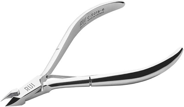 Rui Smiths Professional Carbon Steel Cuticle Nippers for Home Users, French Handle, Single Spring, 6mm Jaw (Full Jaw)