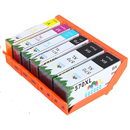 GUCOCO Hohe Kapazität 6 Multipack Packung Canon PGI-570XL CLI-571XL Kompatible Tintenpatrone für Canon PIXMA MG5750 TS5050 MG5751 MG5752 MG6850 MG6851 MG6852 MG6853 TS5051 TS5053 TS6050 Drucker