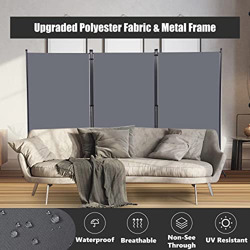 Yasrkml 3 Panel Partition Room Divider, Folding Privacy Screen For Office, Room Separators Divider Freestanding Indoor Changing Divider Screen Panel For Study Living Room 102X71.3In，Grey #TOP1