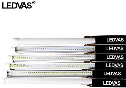 LEDVAS 25-Pack 6000K 28w 4FT T8 T10 Two Rows LED chips LED Tube Lamps 80w Fluorescent Replacement 48" 1200mm SMD Energy Saving Light Fixture Daylight (28 Watts)