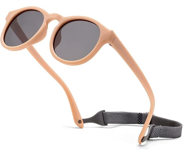 iNszkoos Flexible Polarized Baby Sunglass With Strap Adjustable, Infant Outdoor sunshade UV 400 protection Soft Silicone Frame Baby Sunglasses for 0-36 Months Toddler Newborn Boys Girls