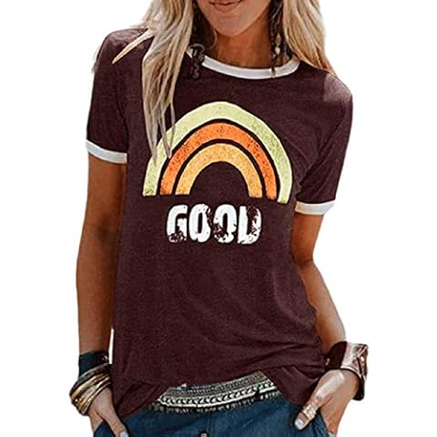 Camiseta de Algodón Voqeen Mujer Manga Corta con Impresión de Moda Cover