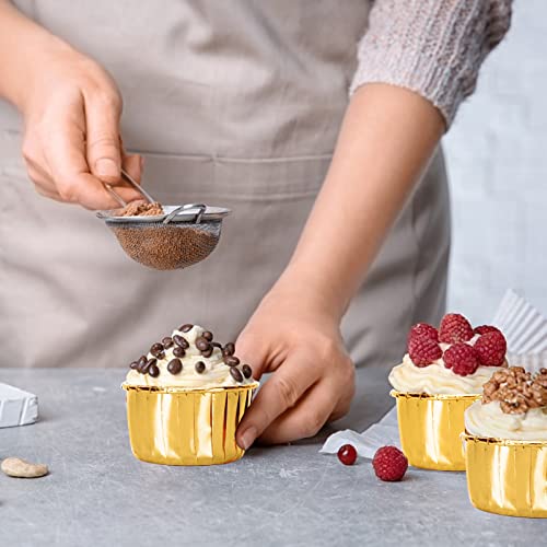 150 Pack Cupcake Liners For Baking,Gold Cup Cake Paper Cup,3.5 Oz Foil Cupcake Muffin Liners,Disposable Mini Cupcake Wrappers Holders For Individual Bakery Wedding Birthday Party #TOP5
