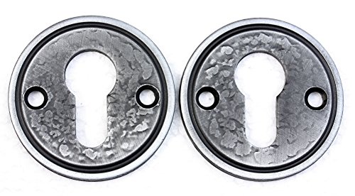 UHRIG 2 Pieces Round Wrought Iron Rosette for Lock, Key Roses Fitting on e.g. Front Door etc.