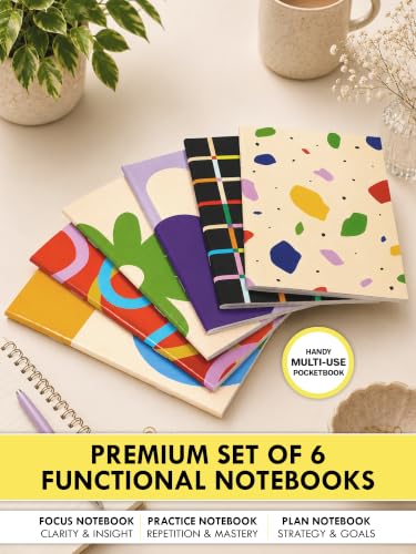 Image of DOODLE Set of 6 B6 Notebooks | 12 x 18 cm Soft Cover | 76 Pages Each | Compact Ruled Scribbl Notebooks for Notes, Plans, Practice, Journaling, School, College & Everyday Writing