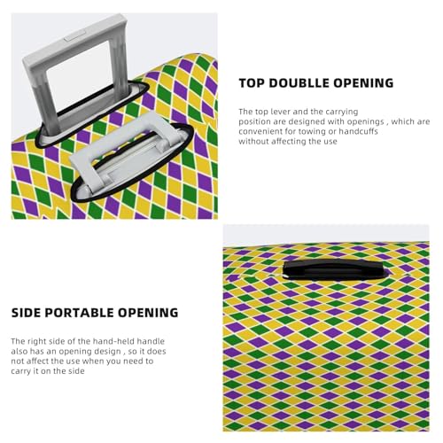Mardi Gras Purple Yellow Plaid Luggage Cover Washable Elasticated Luggage Covers for Suitcase TSA Approved Stylish Scratch Resistant Luggage Case Protector4
