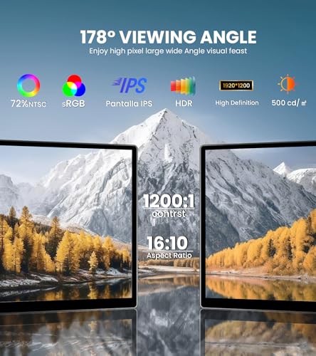 Image of 14-Inch Industrial Use Touchscreen Monitor FHD 1920x1200 HDR IPS 500 nits 100% sRGB Multi-Port HDMI VGA DVI Compatible with Laptop PC PS5 /PS4 Xbox /Game