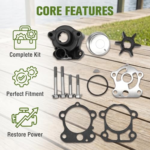 Image of Water Pump Impeller Repair Kit for Yamaha 60-90HP 2-Stroke Outboard Motors - OEM 692-W0078-02-00 Replacement with Housing & Gaskets, Fits 60TLR, 70TLR, 90TLR, C90TLR, B90TLR, C75, C80, P75