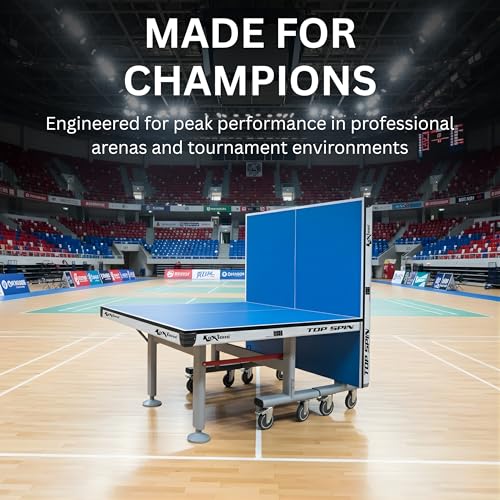Image of Table Tennis Table, 25mm UV-Coated Top, TTFI Approved, Indoor Use, Smooth Bounce Surface for Home and Clubs, TOP Spin