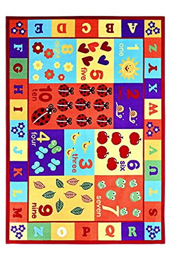 Furnish my Place 740 ABC with Numbers ABC Area Rug for Kids | Educational Alphabet Letter & Numbers | Nurseries Kindergarten | Play Area | Multicolor (6'6