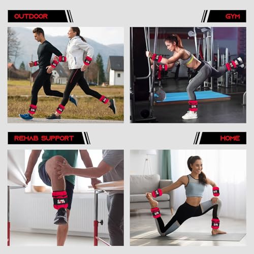Image of Adjustable Ankle Weights, 2 3 5 lb 1 Pair Strength Training Wrist Leg Arm Weights for Women, Men, Weighted Ankle Weight Set with Removable Sandbags for for Gym, Fitness Workout, Running Lifting