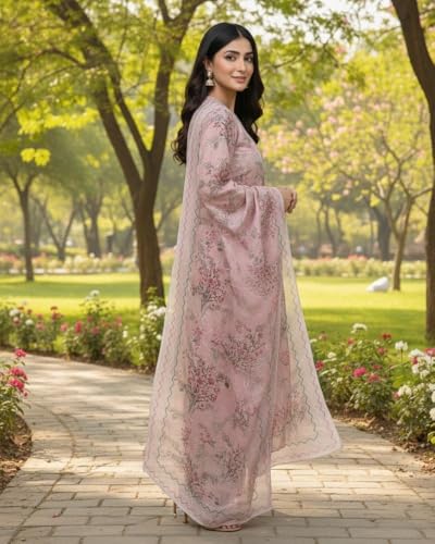 Image of KTI Women Floral Printed Cotton Suit for Women Unstitched - 2.5m Ethnic Salwar Suit Dress Material