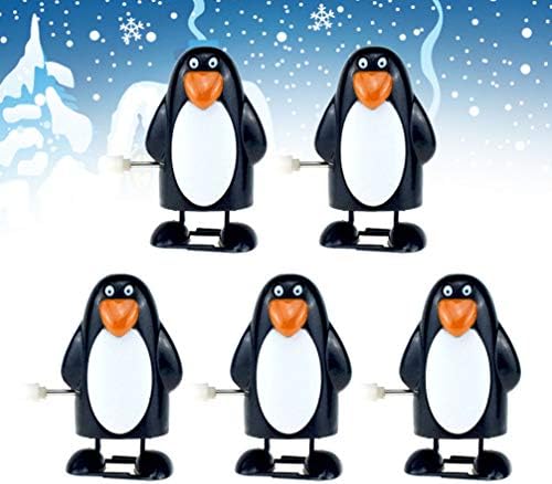 Toyvian Christmas Wind Up Toys Slim Penguin Clockwork Walking Toy Goodie Bag Fillers Xmas Party Favors Gift for Kids 5pcs