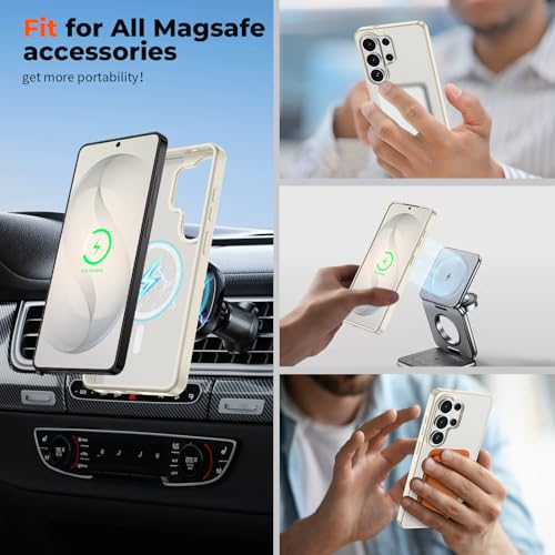 Image of SUPFINE Magnetic for Samsung Galaxy S26 Ultra Case with Screen Protector, (Built-in Magnets) (Military Grade Drop Protection) Slim Translucent Shockproof Phone Case,Stone