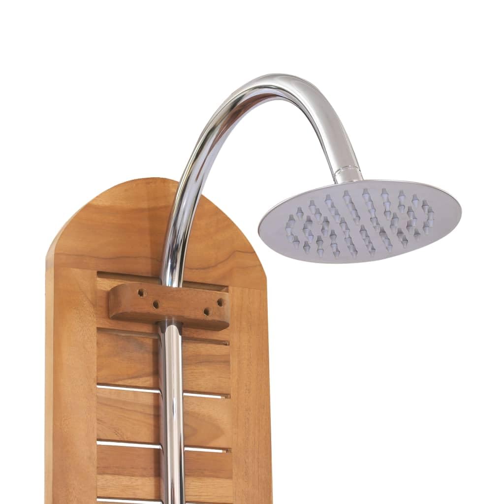 INLIFE Ducha de jardín de madera maciza de teca, 70 x 75 x 204 cm, para casa y jardín, piscinas y spa (15 kg)