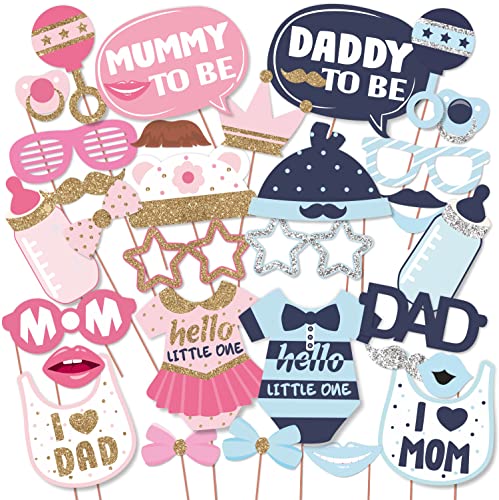 Image of Wobbox All Occasion Indian Family Photo Booth Party Props (18 Pieces) & WOBBOX Wedding Photo Booth Party Props, Multi Color (29 Pieces) & Baby Shower Photo Booth Party Props DIY Kit