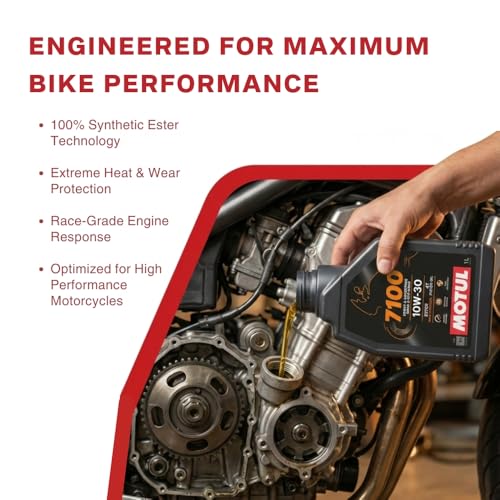 Image of Motul 7100 10W-30 Fully Synthetic Engine Oil for High Performance Bikes - Smooth Gear Shifting & Engine Protection, 1L