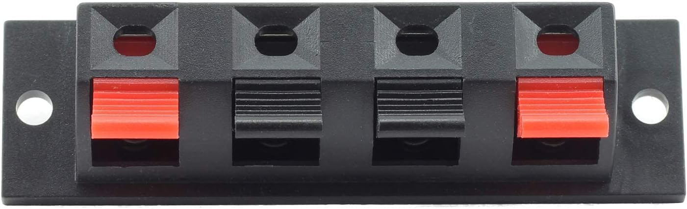 4 Pin Speaker Terminal Block 4 Way Amplifier Spring Jointing Clamp Test Clip Stereo Speaker Strip Shape Push Release Connector Plate 4 Position (4 Pin Speaker Terminal) Pack of 2-image-43