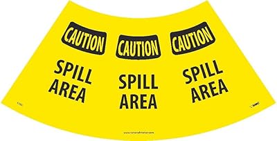 NMC CCS5 Caution Spill Area Cone Sleeve Sign - 21.75 in. x 11 in., P.S. Vinyl Caution Sign, Black Text on Yellow. Traffic Signs