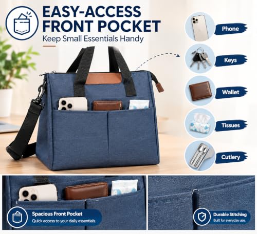 Image of Small Insulated Travel Lunch /Tiffin /Storage Bag for Office, School, College, Travel for Lunch Box, for Men, Women, Kids, Hot & Cold Insulated Storage Bag Small Lunch Bag (Blue 10 Litter)