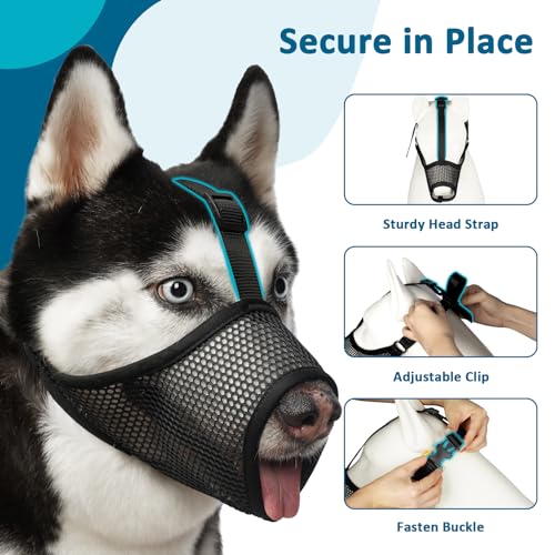 LUCKYPAW Dog Muzzle, Mesh Muzzle for Large Medium Small Dogs, Soft Dog Muzzle to Prevent Biting Chewing with Adjustable Head Strap, Allows Panting and Drinking, Perfect for Vet Visit LUCKYPAW Dog Muzzle, Mesh Muzzle for Large Medium Small Dogs, Soft Dog Muzzle to Prevent Biting Chewing with Adjustable Head Strap, Allows Panting and Drinking, Perfect for Vet Visit