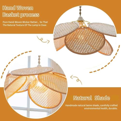 Lámpara de araña de rattan e27 tejida a mano estilo bohemio 6