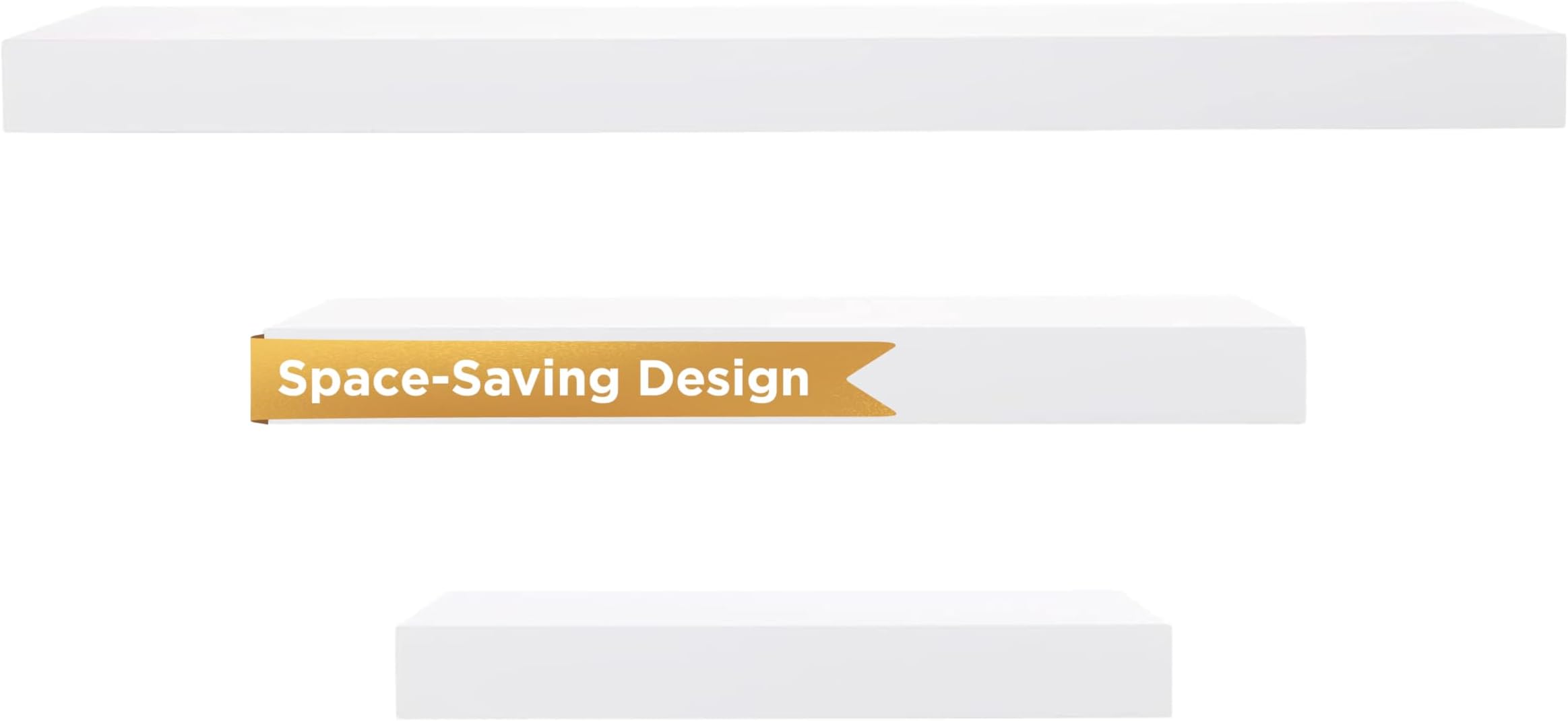 Kiera Grace Stockholm Maine Floating Shelves for Wall, MDF Display Shelves, Easy to Assemble, Ideal for Home Decor, 24" W x 5" D x 1.5" H, White, Pack of 3