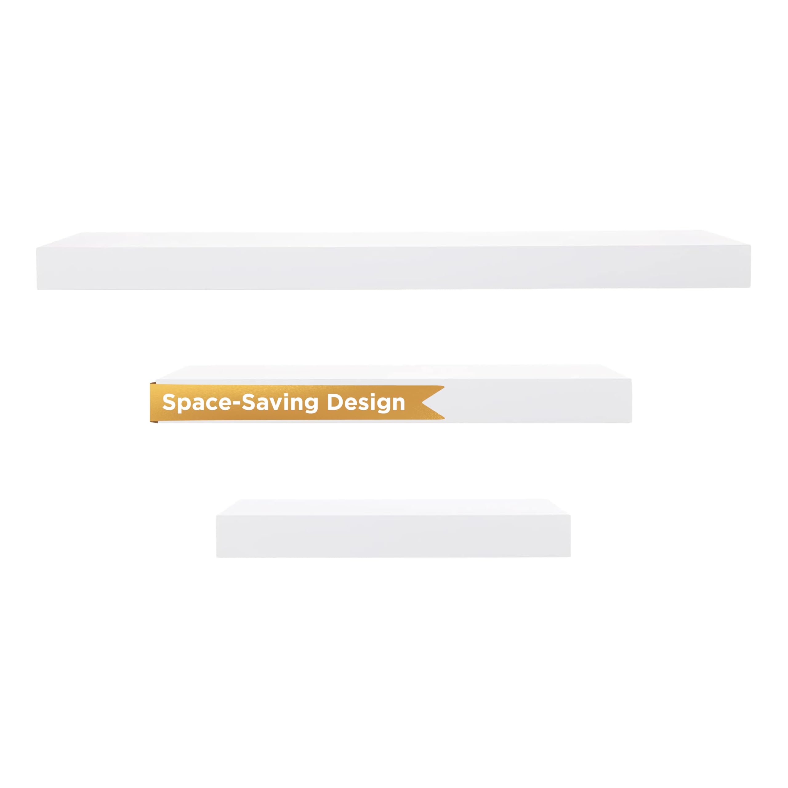 Kiera Grace Stockholm Maine Floating Shelves for Wall, MDF Display Shelves, Easy to Assemble, Ideal for Home Decor, 24" W x 5" D x 1.5" H, White, Pack of 3