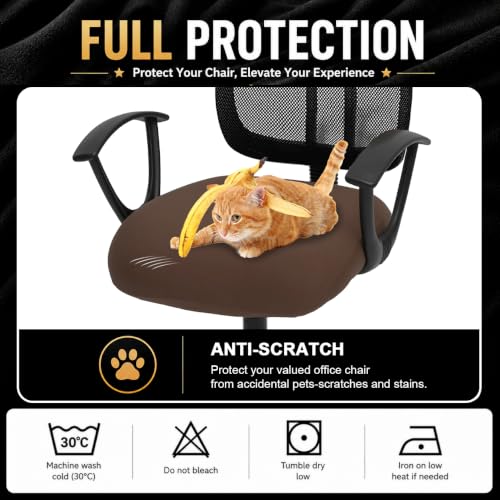 Image of DIVA EN CAMINO DEC Stretchable Desk Office Chair Seat Cushion Covers - Universal Spandex Computer Chair Slipcover - Removable Washable Cushion Protectors for Dogs, Cats, Pets (Mocha)