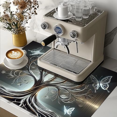 Image of HOMETITUTE Silver Butterfly Tree of Life Stove Covers 28x20 Diatomite Mat