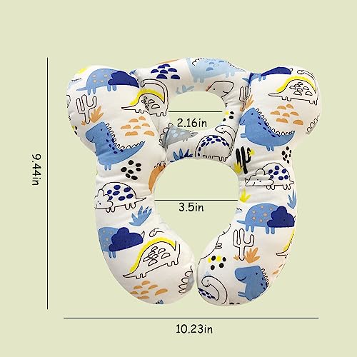 Image of Baby Travel Pillow, Infant Kid's Cushion Soft and Skin Friendly for Car Seat, Pushchair and Stroller (Blue Dinosaur)