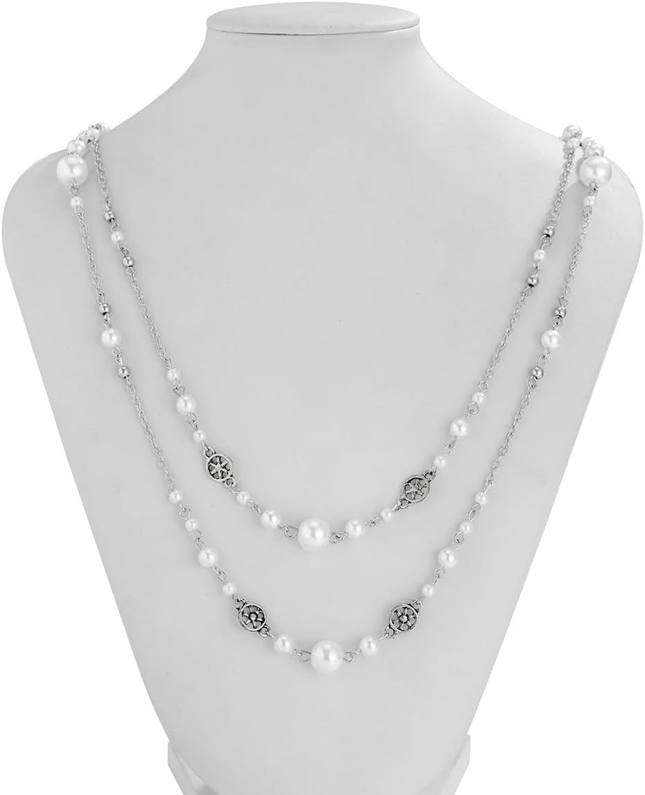 Long Pearl Necklace Layered Necklaces for Women Trendy Long Chain Necklace Dainty Statement Necklaces for Women Sweater Strand Fashion Jewelry - Image 3