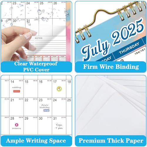Lateefah Calendar 2025, Large Wall/Desk Calendar 2025 from July 2025 to Dec 2026, 22\'\'x17\'\' Monthly Calendar Planner 2025-2026 with Plastic Cover for Home, Office, School - Thumbnail 6