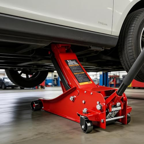 Image of Jack Boss 3 Ton Floor Jack, 6600LBS Capacity Hydraulic Car Jack, Low Profile Portable Jack with Dual Pumps, Quickly Lift Steel Service Jack, Lifting Range 3-1 /8 inch Min to 20 inch Max Red