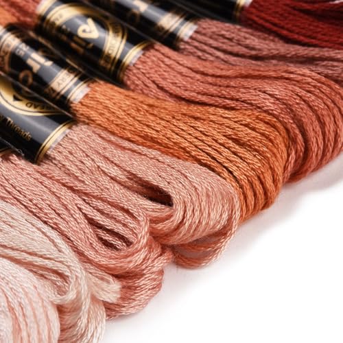 Image of FASHEWELRY 70 Yards Handmade Polyester Embroidery Floss Crewel Cross Stitch Threads 0.5mm 6-Ply Embroidery Thread Bulk for Beginners Adult DIY Sewing Knitting Supplies (PeachPuff)