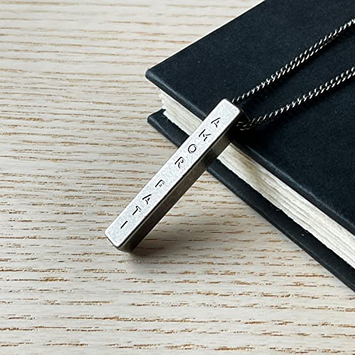 Stoic Muse Memento Mori Engraved Pendant Bar Necklace4