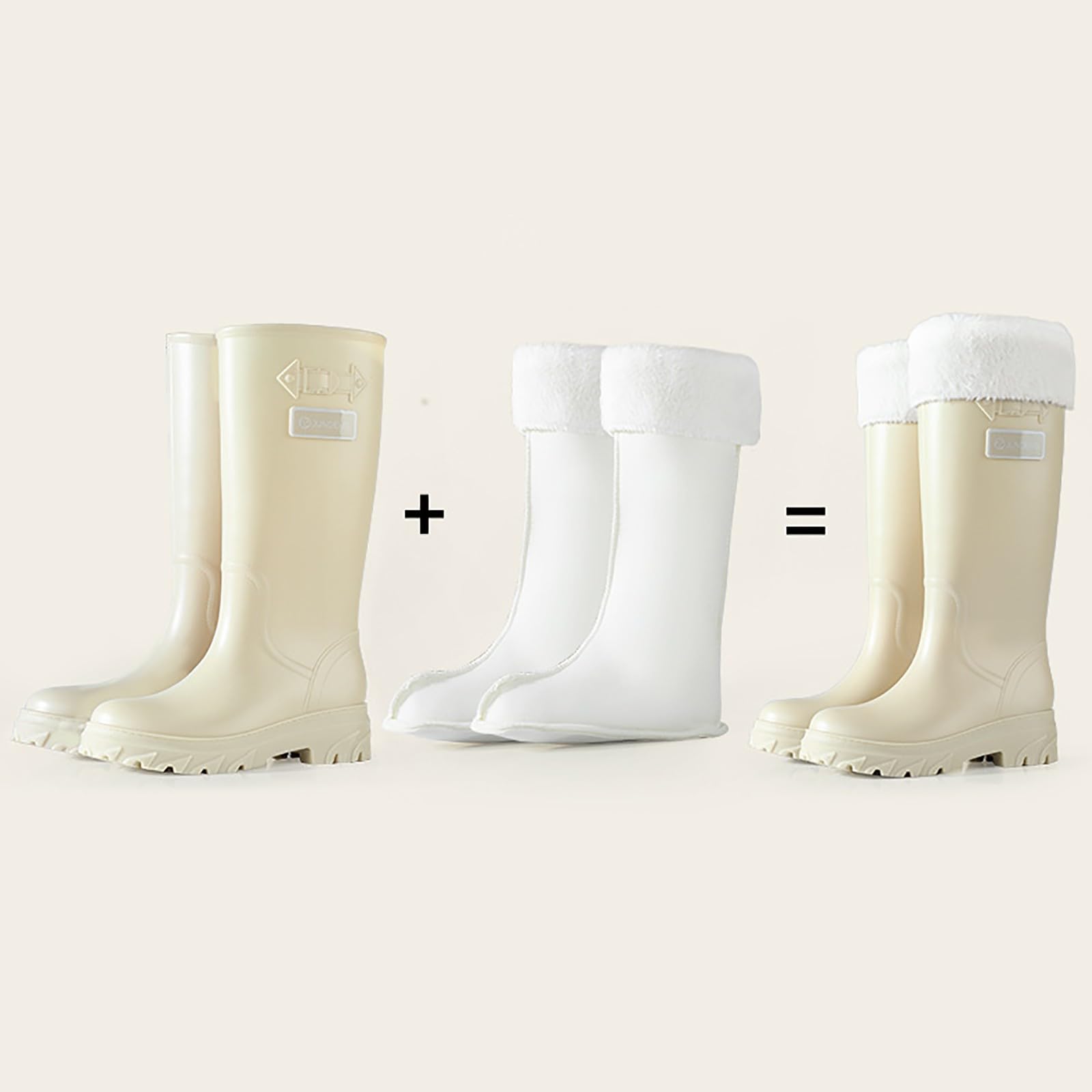 Fulidngzg Botas Agua Mujer Caña Ancha:Botas Antideslizantes de Caucho Impermeables Trabajo Transpirable Moda Altas