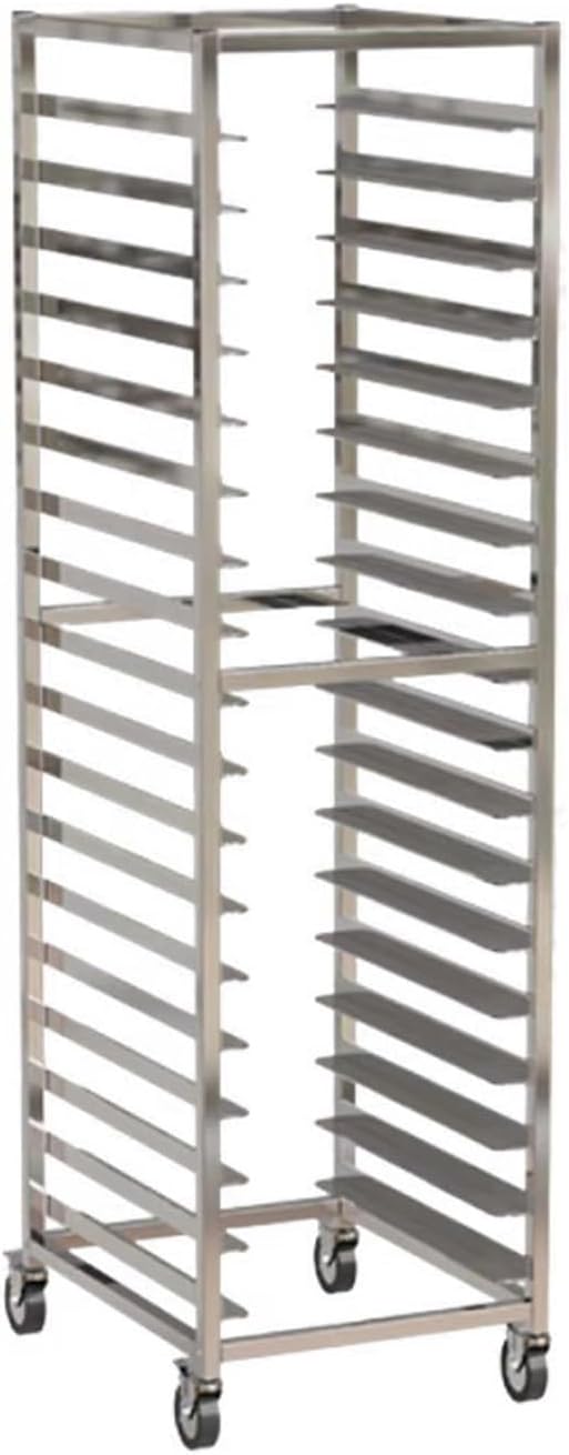 18-Tier Stainless Steel Bakery Rack with Wheels, Heavy Duty Commercial, Ideal for Bread, Pizza, and Soap Making Storage