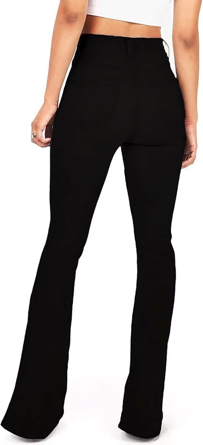 KDF High Waisted Flare Jeans for Women Bell Bottom Jeans with Belt for Women Stretch Wide Leg Jeans - Image 2
