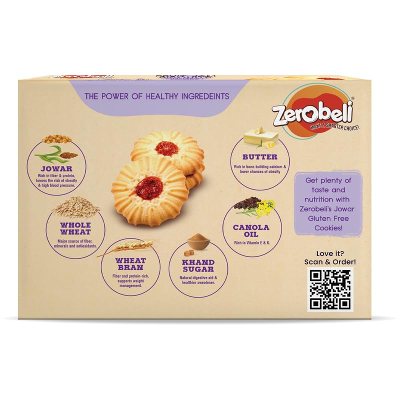 Zerobeli Jowar Fruit Jam Biscuit 350g |Premium & Healthy Snack | Perfect Snacks for kids | Tea-Time Treat | Delicious & Crunchy Biscuits | No Maida, No Preservatives | High in Fiber & Protein - Image 2 thumbnail